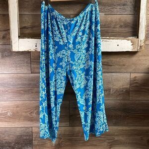 Apt 9 Intimates Lounging Pajama Capri Pants Size Large, Teal and White Paisley